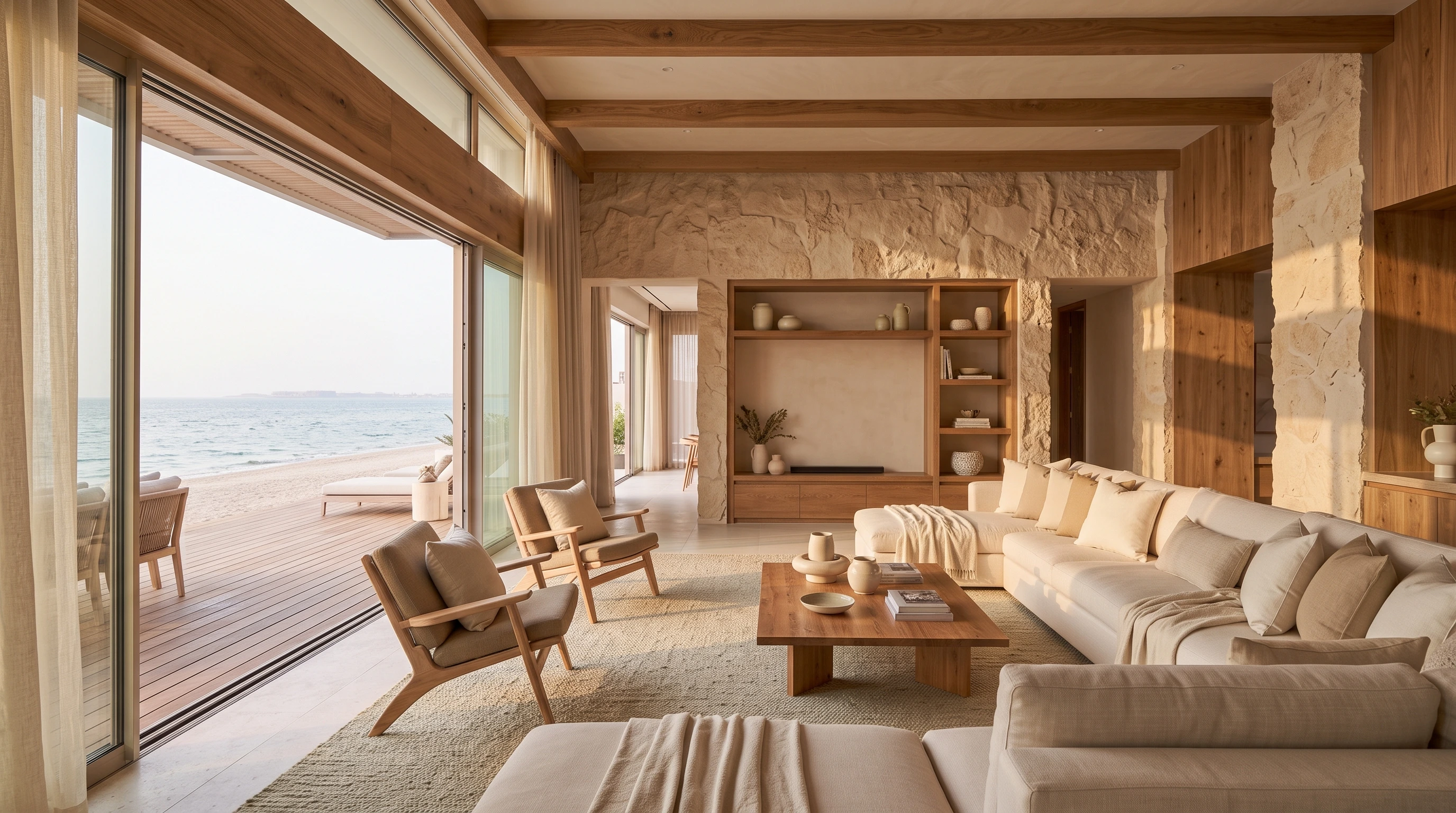 Luxury neutral villa interior design in Jumeirah